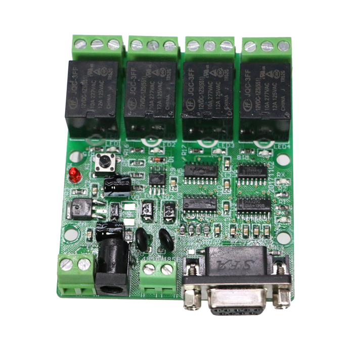 四路串口继电器模块RS232/RS485电脑控制继电器